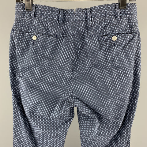 RALPH LAUREN Size 28 Navy Anchor Print Cotton Zip Fly Casual Pants
