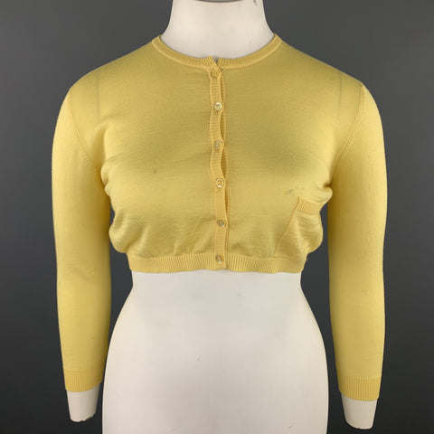 VALENTINO Cárdigan corto de mezcla de lana amarillo pastel talla L