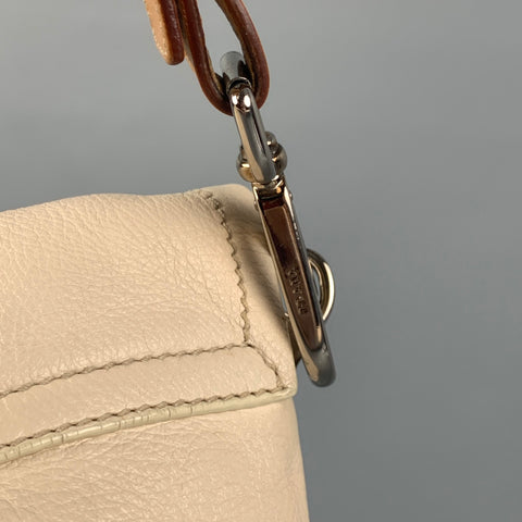 PRADA Sac à bandoulière en cuir crème avec pompon