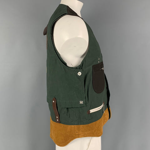 JUNYA WATANABE Size XL Olive Tan Mixed Materials Cotton Vest