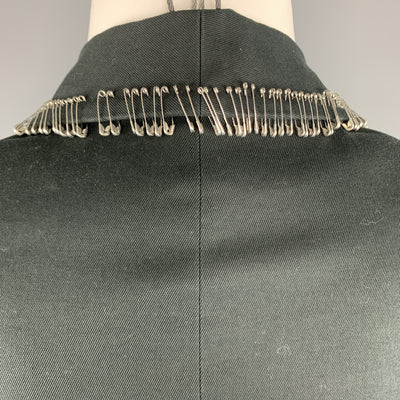 DSQUARED2 Size 38 Black Cotton / Elastane Shawl Collar Safety Pin Sport Coat