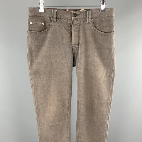 JOHN VARVATOS * U.S.A. Size 30 Grey Wash Cotton / Spandex Button Fly Jeans