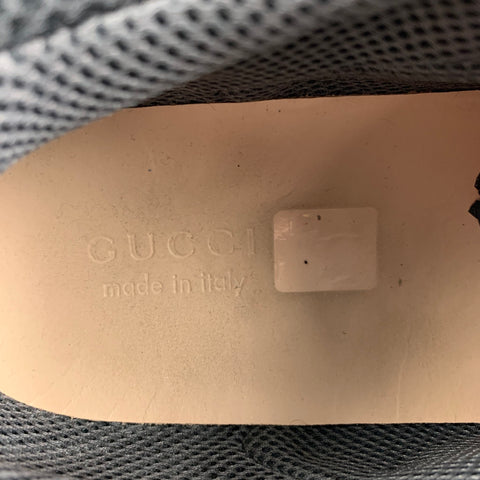 GUCCI Size 9.5 Black Green Beaded Nylon Lace Up Sneakers