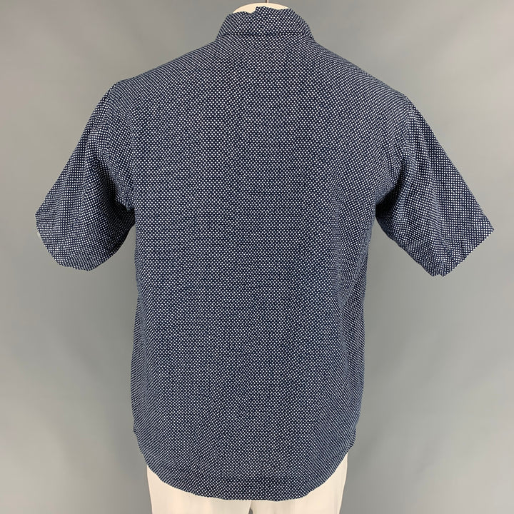45rpm Size L Navy & White Dots Cotton Pop-Over Short Sleeve Shirt