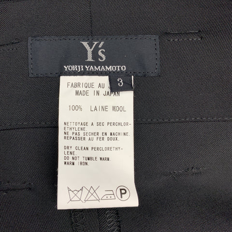 Y's by YOHJI YAMAMOTO Size L Black Wool Skirt Overlay Gathered Waist Shorts