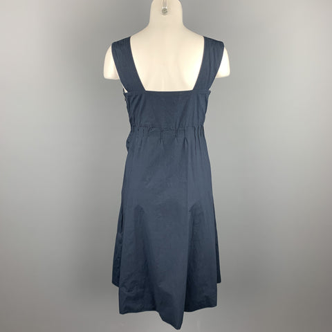 MARNI Size 4 Black Poplin Cotton Pleated Sleeveless Dress