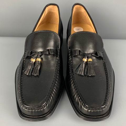 BALLY Size US 9.5 Black Leather Tassels Loafers
