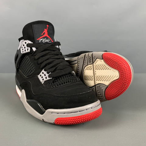 NIKE Size 6 Black Grey & Red Color Block Mesh High Top Sneakers