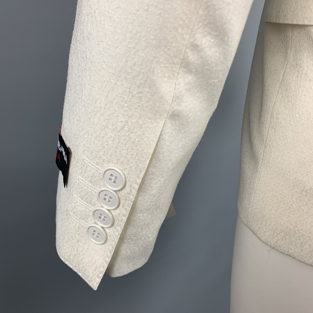 DOLCE & GABBANA Size 38 Regular Cream Textured Wool Sport Coat