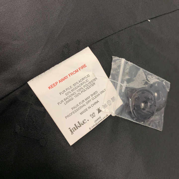 JAKKE Talla 8 Abrigo con cinturón y estampado animal modacrílico negro tostado