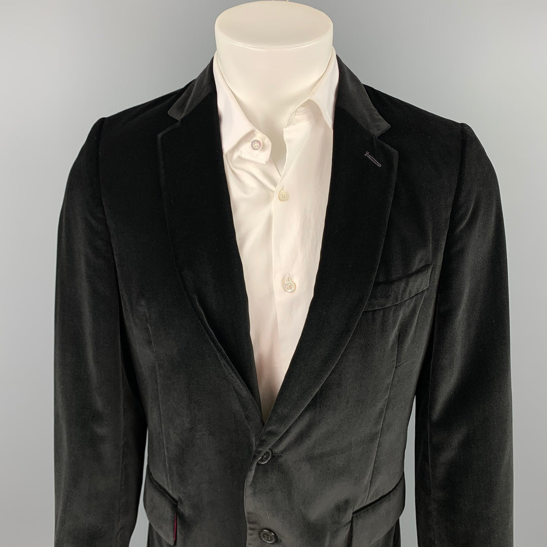 PAUL SMITH Soho Fit Taille 42 Manteau de sport à revers cranté en velours noir régulier