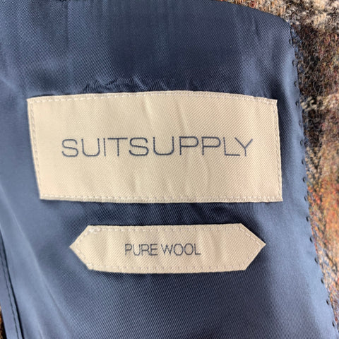 SUITSUPPLY Chest Size 40 Navy Beige Plaid Wool Single breasted Sport Coat