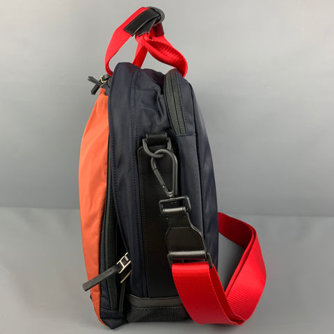 PAUL SMITH Navy Brick Color Block Nylon Computer Bag