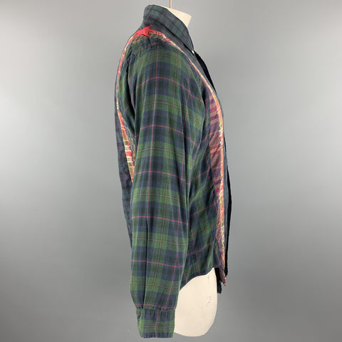 BOWWOW Size XL Multi-Color Plaid Cotton Button Down Long Sleeve Shirt