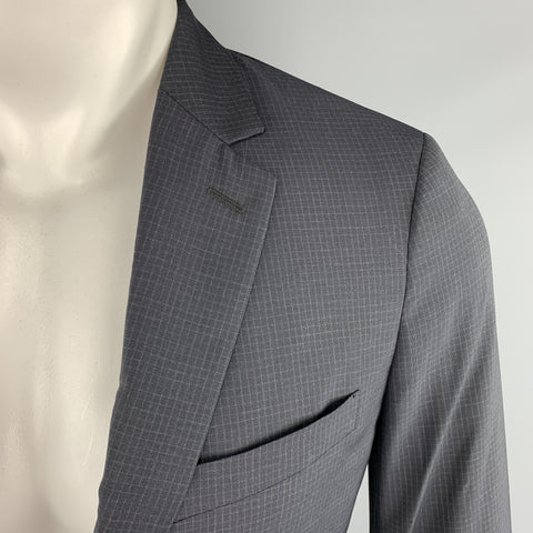 THEORY Wellar Size 38 Regular Grid Navy Wool Sport Coat