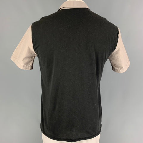 STEPHAN SCHNEIDER Size L Taupe Black Color Block Cotton Short Sleeve Shirt