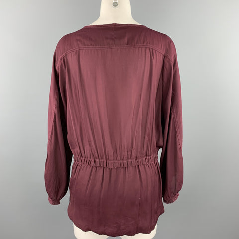 ISABEL MARANT Size M Burgundy Polyester Drawstring Boho Blouse