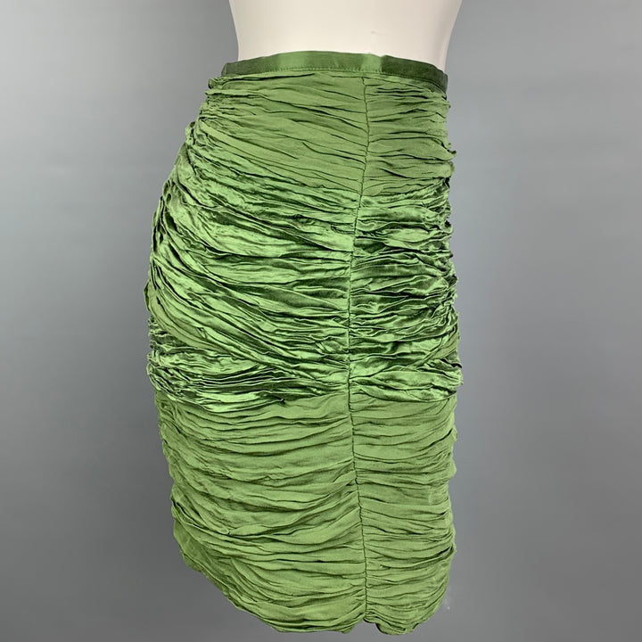 CATHERINE MALANDRINO Taille 4 Mini-jupe en soie froncée verte