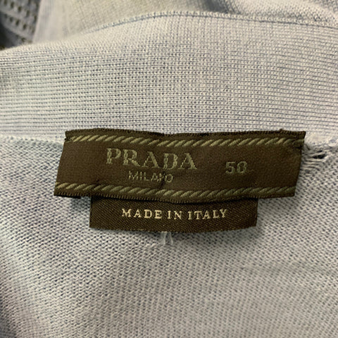 PRADA Size M Blue Knit Wool V-Neck Cardigan