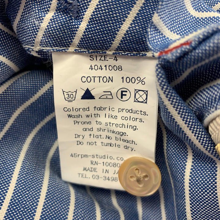 45rpm Size L Blue & White Stripe Cotton Zip Up Jacket