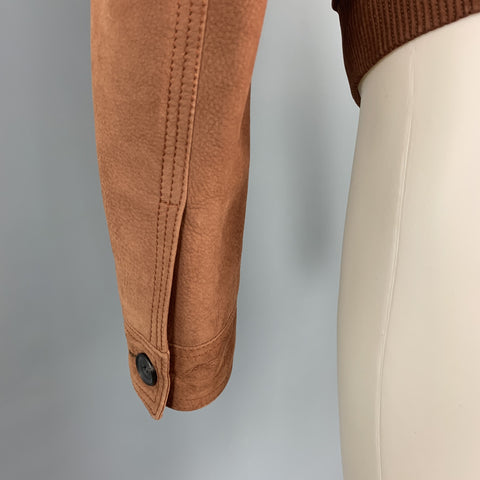 BURBERRY LONDON Pecho 38 Chaqueta de cuero nobuck con cremallera sólida color ladrillo