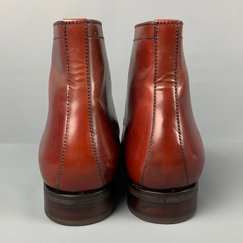 CARMINA Size 11.5 Burgundy Leather Cap Toe Boots