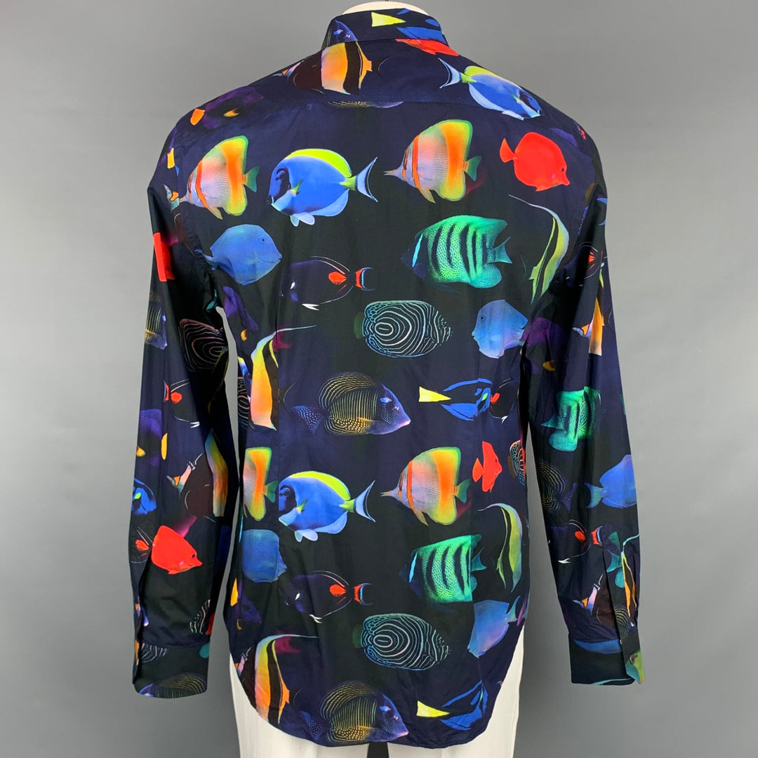 PAUL SMITH Size XXL Multi-Color Fish Cotton Button Up Long Sleeve Shirt