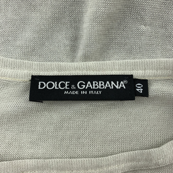 DOLCE & GABBANA Size 4 Off White Knitted Ruched Sleeves Pullover