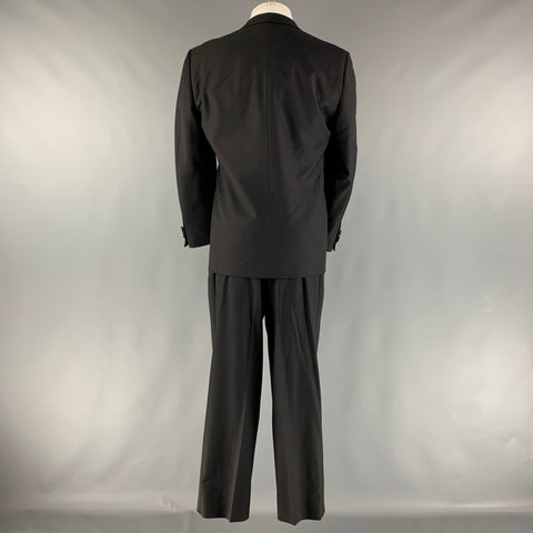 ERMENEGILDO ZEGNA Size 38 Black Solid Wool Peak Lapel 32 29 Tuxedo