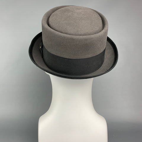 BAILEY Size 7.5 Grey & Black Felt Porkpie Hat