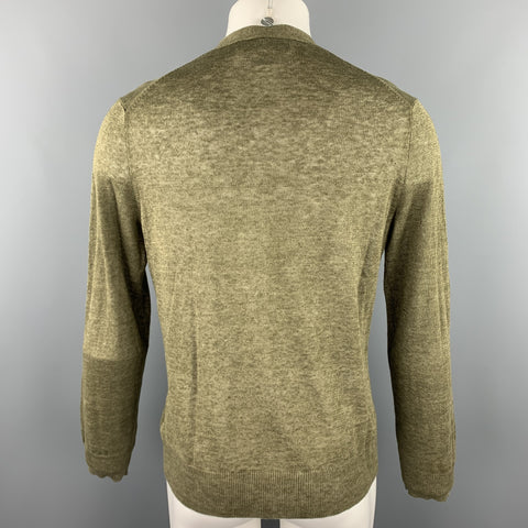 RALPH LAUREN Size S Olive Knitted Linen Buttoned Cardigan