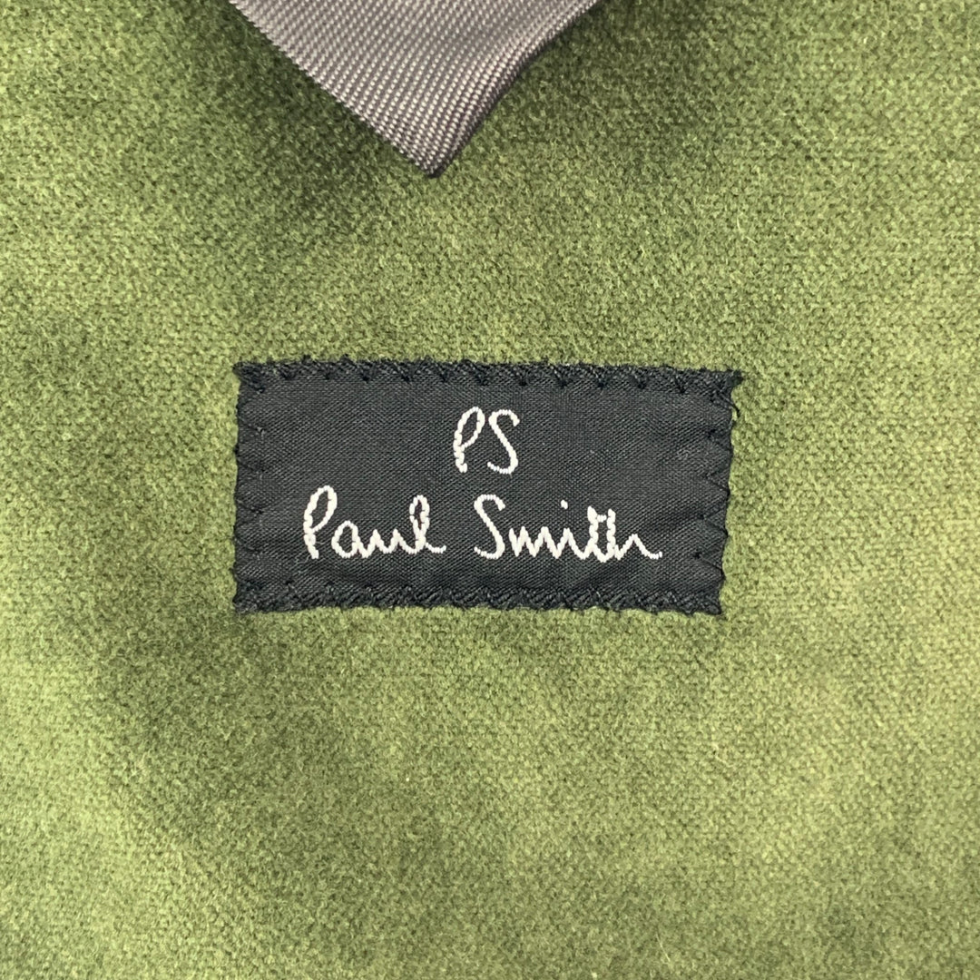 PS by PAUL SMITH Taille 40 Manteau de sport à revers cranté en coton velours vert