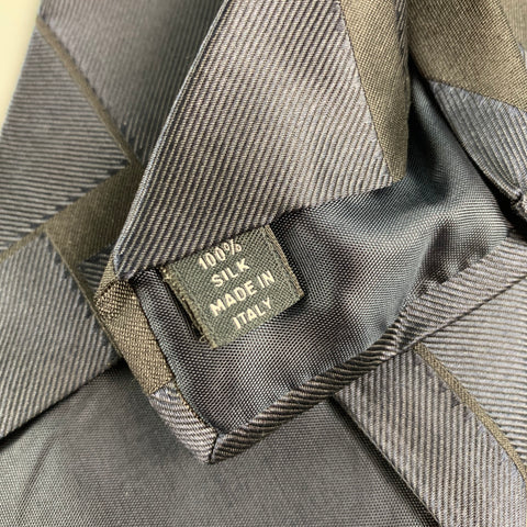 DRIES VAN NOTEN Navy Brown Color Block Silk Tie