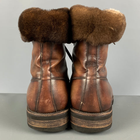 MAGNANNI Size 9.5 Brown Leather Lace Up Boots