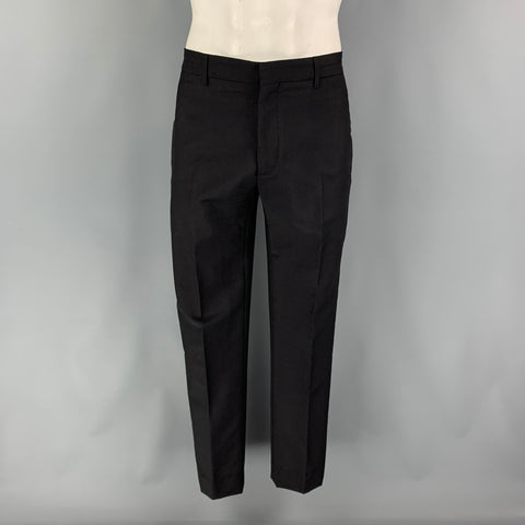 BOTTEGA VENETA Pre-Fall 2019 Size 42 Black Mohair Wool Notch Lapel Suit