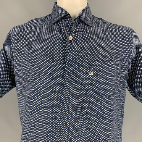 45rpm Size L Navy & White Dots Cotton Pop-Over Short Sleeve Shirt
