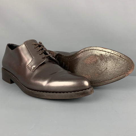 JIMMY CHOO Size 10 Brown Metallic Leather Lace Up Shoes