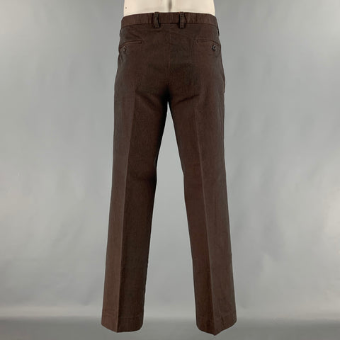 ETRO Size 36 Brown Cotton Blend Zip Up Dress Pants