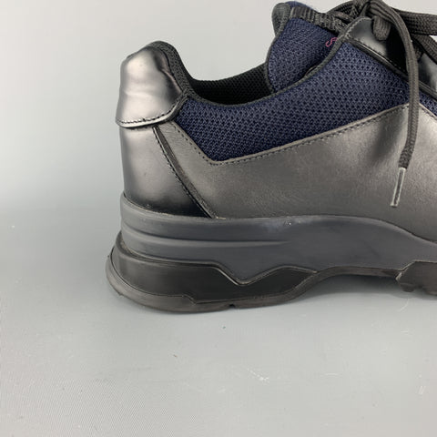 PRADA Size 9 Black & Navy Mesh &  Leather Chunky Rubber Sole Sneaker