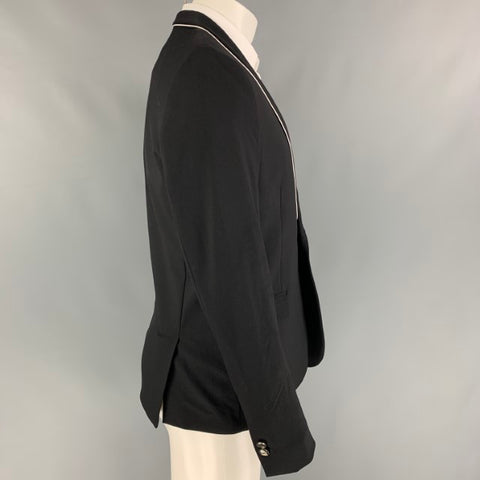 THE KOOPLES Talla 38 Abrigo deportivo con cuello chal de lana blanco negro