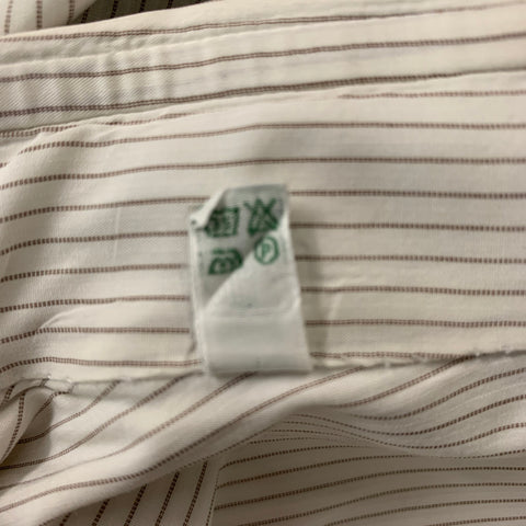 BORRELLI Taille L Chemise à manches longues boutonnée en coton à rayures blanches
