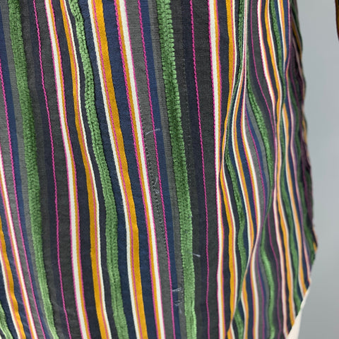 ETRO Size L Multi-Color Stripe Cotton Blend Button Up Long Sleeve Shirt