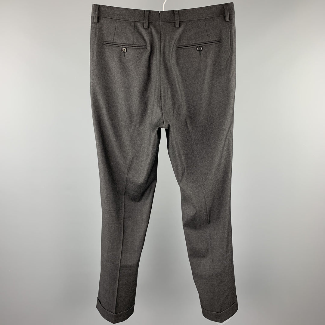 SARTORIA PARTENOPEA Taille 32 Pantalon habillé en laine charbon de bois avec braguette zippée