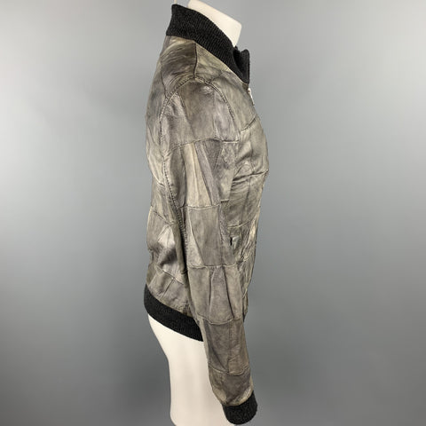 D&G by DOLCE & GABBANA Size 38 Grey Bomber Leather Jacket