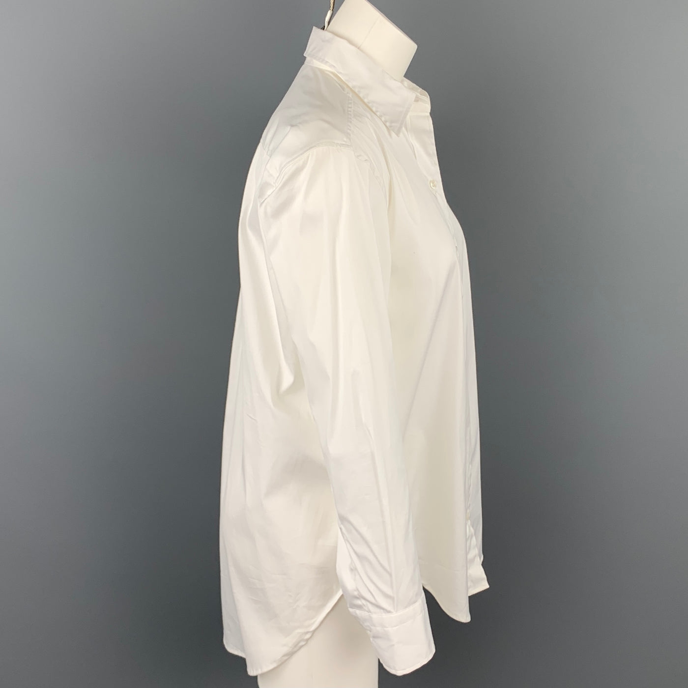 LORENZI Size 0 White Cotton Buttoned Dress Top