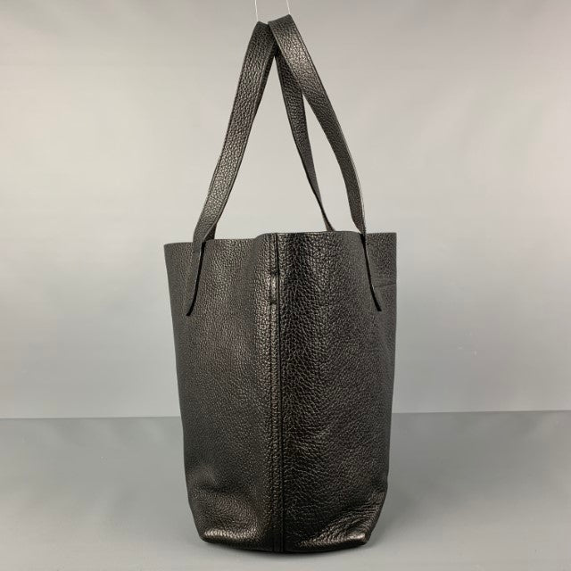 CUYANA Black Leather Pebble Grain Tote Handbag