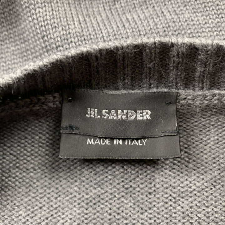 JIL SANDER Talla 40 Jersey de cuello redondo de lana de punto gris oscuro