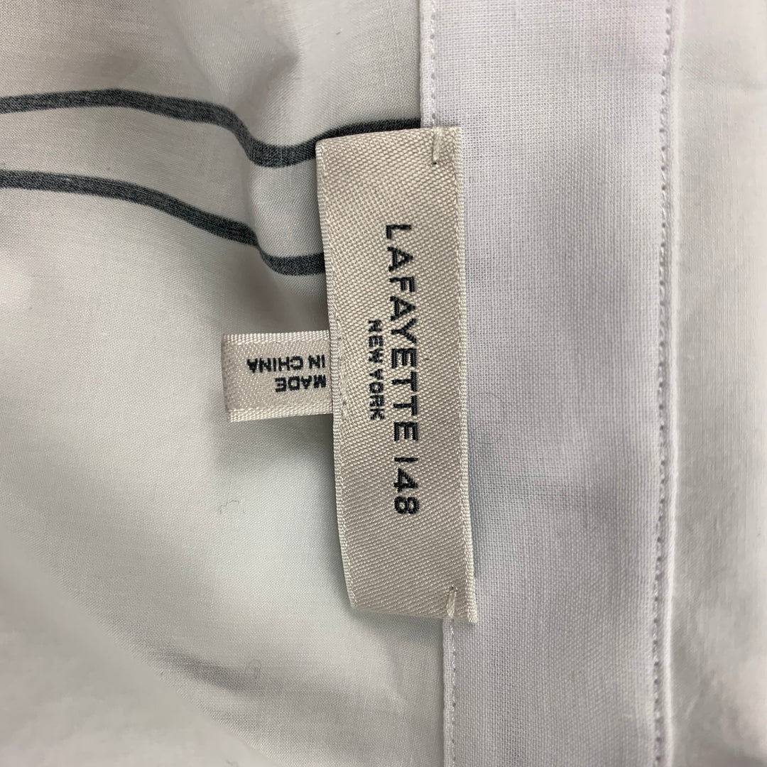 LAFAYETTE 148 Size XL White & Black Cotton Print Shirt