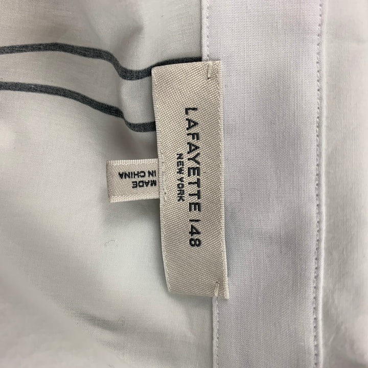 LAFAYETTE 148 Size XL White & Black Cotton Print Shirt