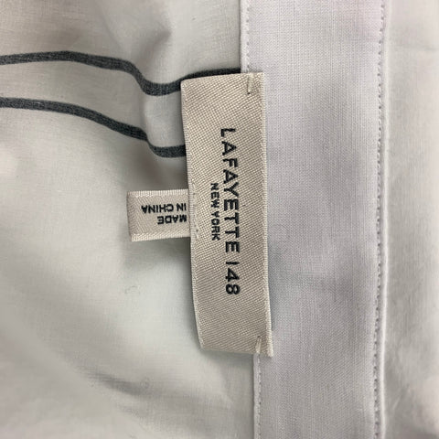 LAFAYETTE 148 Size XL White & Black Cotton Print Shirt